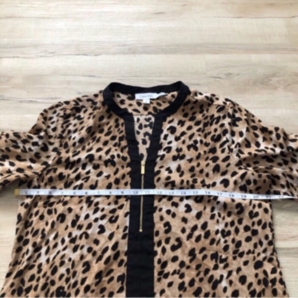 Calvin Klein Leopard Print Blouse with Black Trim - Picture 7 of 8